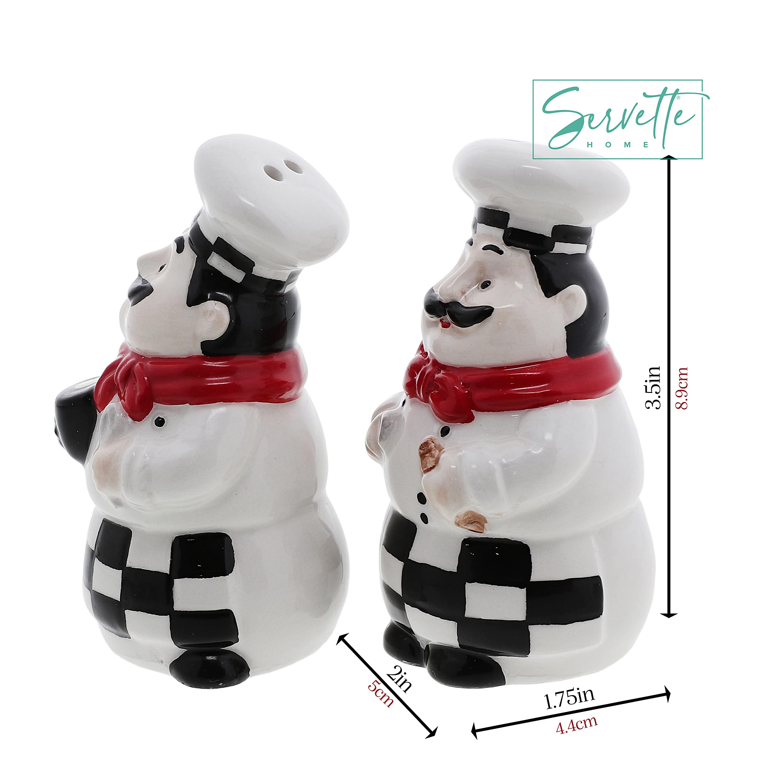 Premium Ceramic Salt and Pepper Shakers Set - Elegant Chef-Themed Kitchen Décor for Dining Table & Restaurant Use