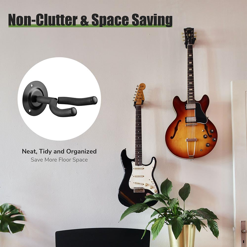 8-Piece Wall Mount Guitar & Bass Hanger Hook Set - Secure Instrument Display for Home, Studio & Music Store Organization