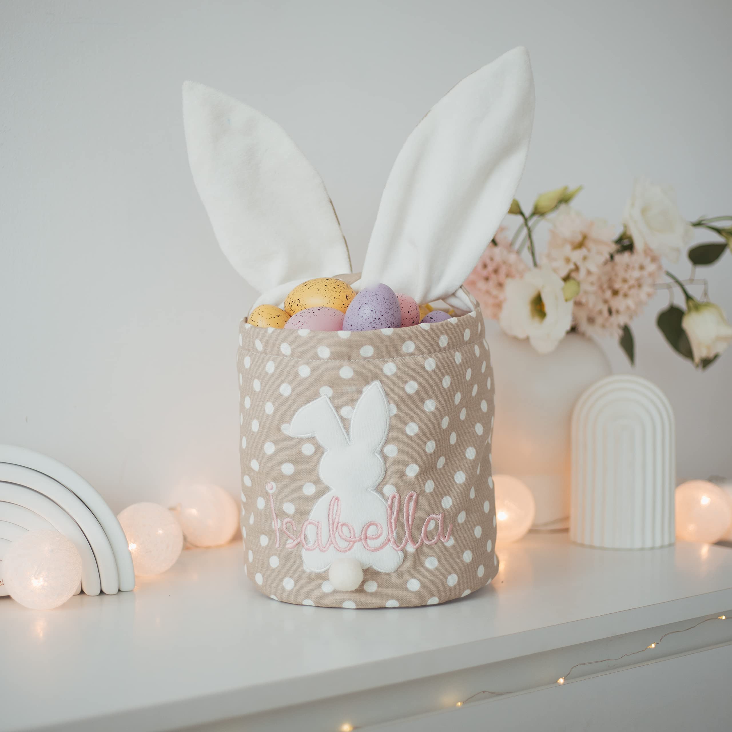 Personalized Easter Basket for Kids - Boys & Girls Bunny Rabbit Basket with Storage for Toddler Toys | Perfect for Easter Gifts, Spring Decor & Playroom Organization