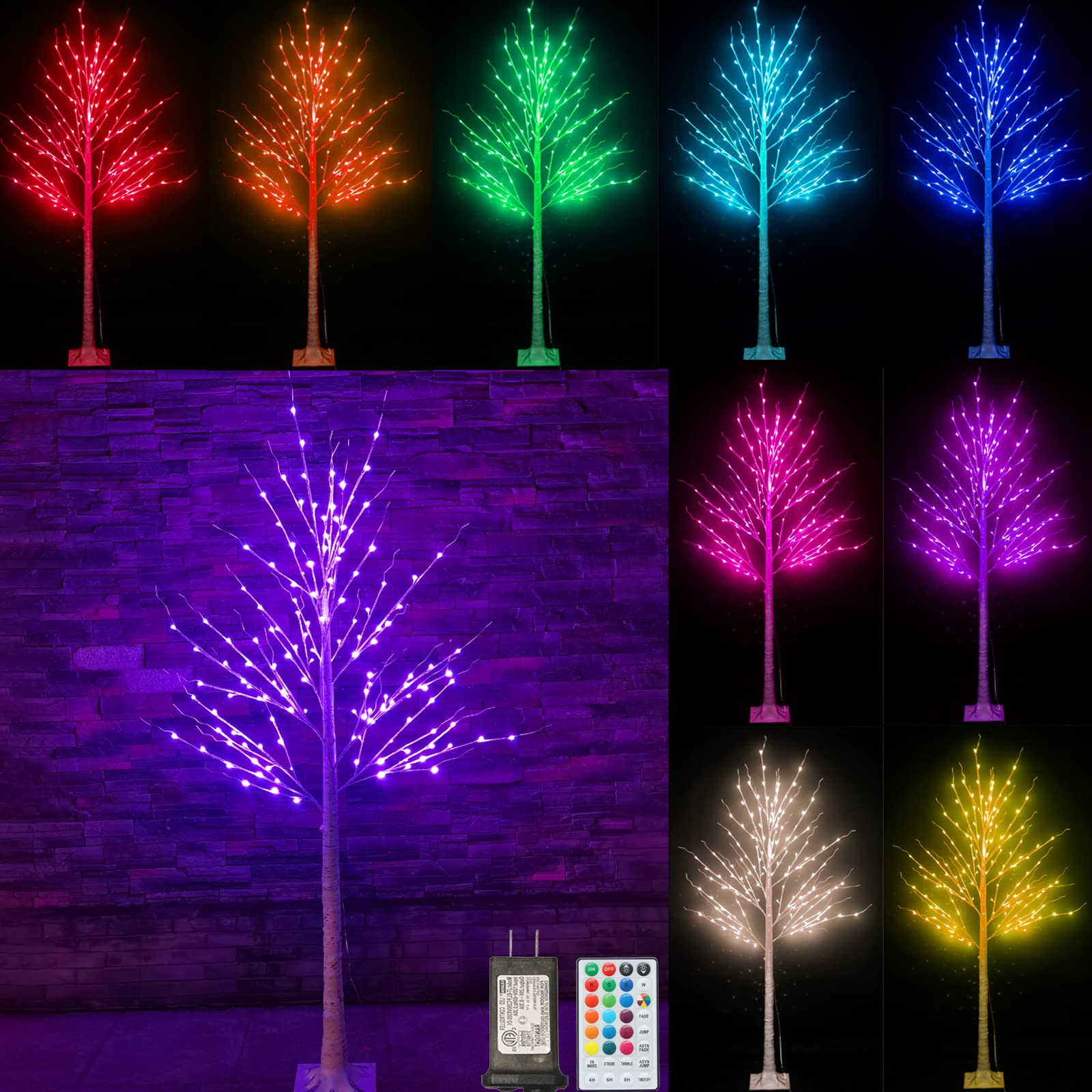 7FT LED Birch Tree with 150 Color-Changing Lights - Blue & White Artificial Christmas Tree for Indoor & Outdoor Holiday Decor - Perfect for Home, Garden, Party & Seasonal Celebrations