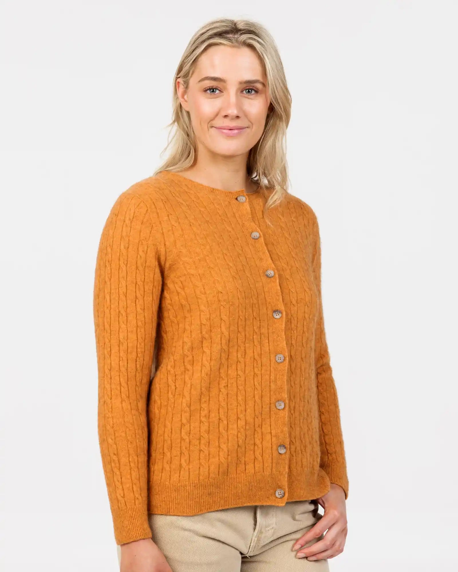 Women's Classic Cable Knit Cardigan - Soft & Cozy Ginger Pullover Sweater for Fall & Winter | Perfect for Office, Casual Outings & Layering