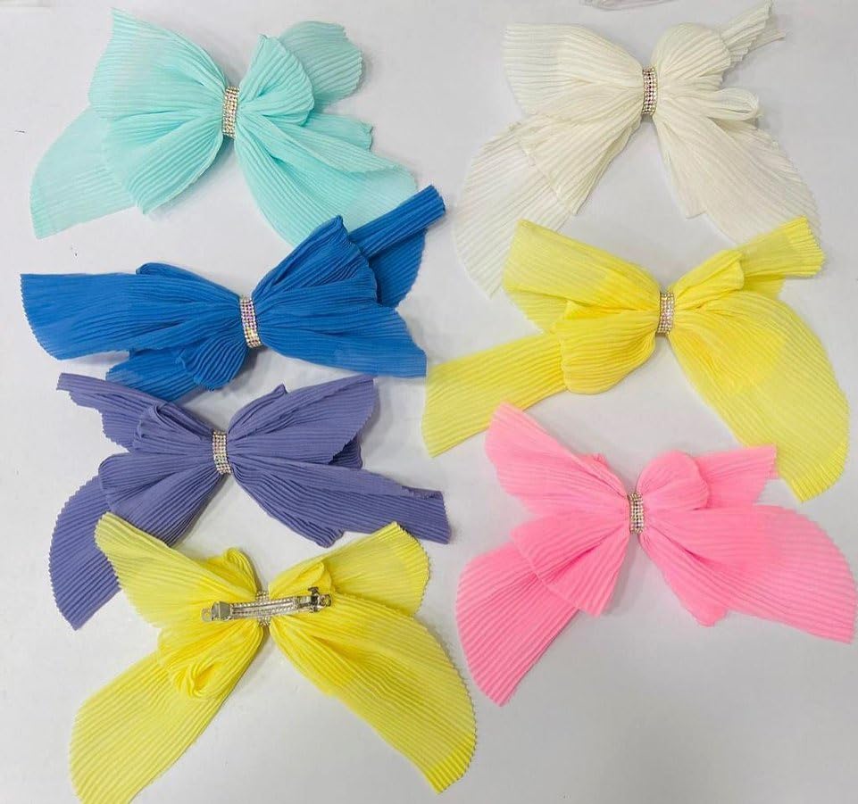 VSAKSH Large Rhinestone Bow Hair Clip for Women - Strong Hold Hair Barrettes with Long Ribbon, Elegant Hair Accessories for Parties, Weddings & Daily Wear