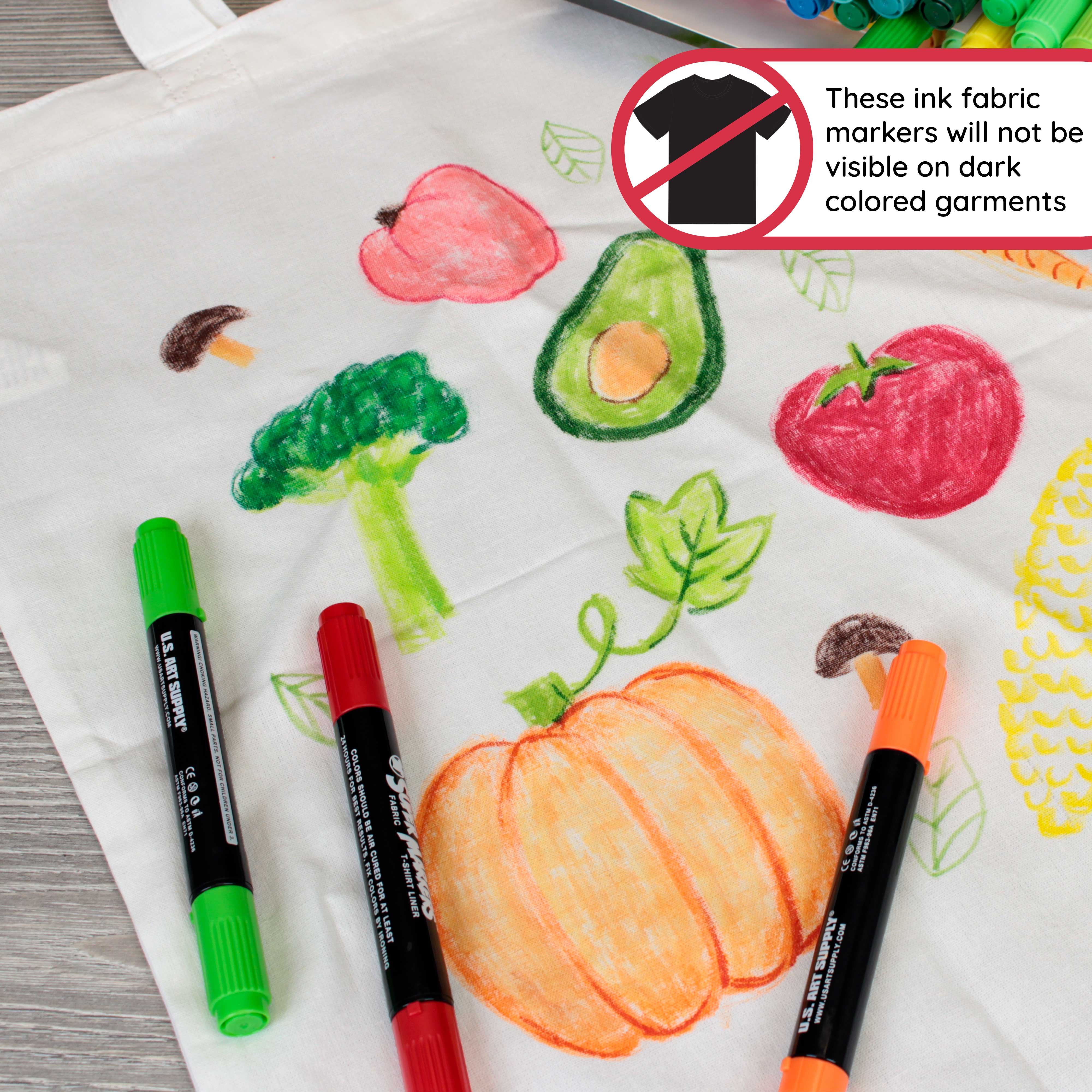 20-Color Dual Tip Fabric & T-Shirt Marker Set - Double Ended Fabric Markers with Chisel & Fine Point Tips - Perfect for DIY Crafts, Custom Clothing & Fabric Art Projects