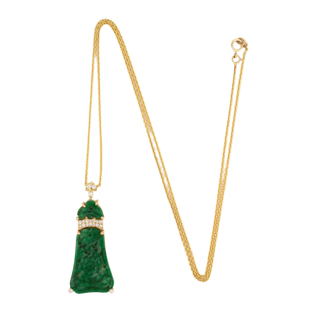 Exquisite Green Jadeite Floral Carved Pendant Necklace - Elegant Handcrafted Jewelry for Women, Perfect for Weddings, Parties & Special Occasions