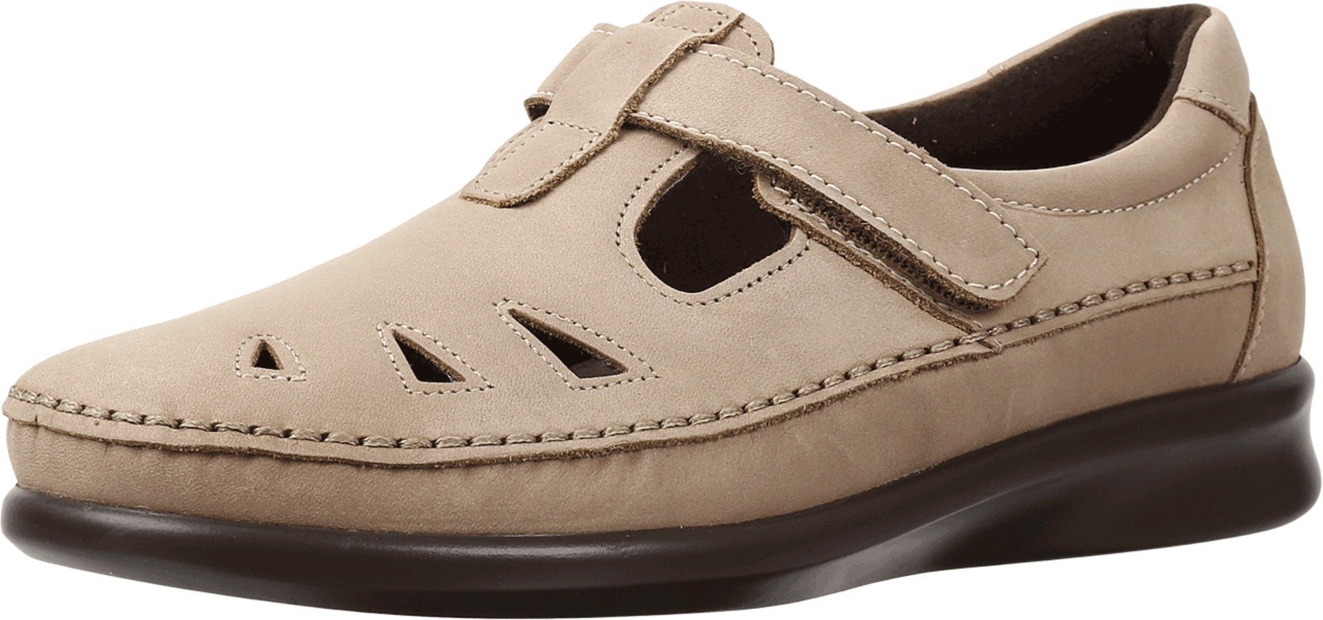 SAS Roamer T-Strap Comfort Loafers for Women - Narrow Width (AA) Sage Green Slip-On Shoes - Perfect for Work, Travel & Casual Wear