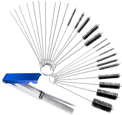15-Piece Carburetor Cleaning Kit with Nylon Tube Brushes, Bottle Brushes & 10 Cleaning Needles - 13 Wire Torch Tip Cleaner Tool for Motorcycle, ATV, Small Engine Maintenance & DIY Repair