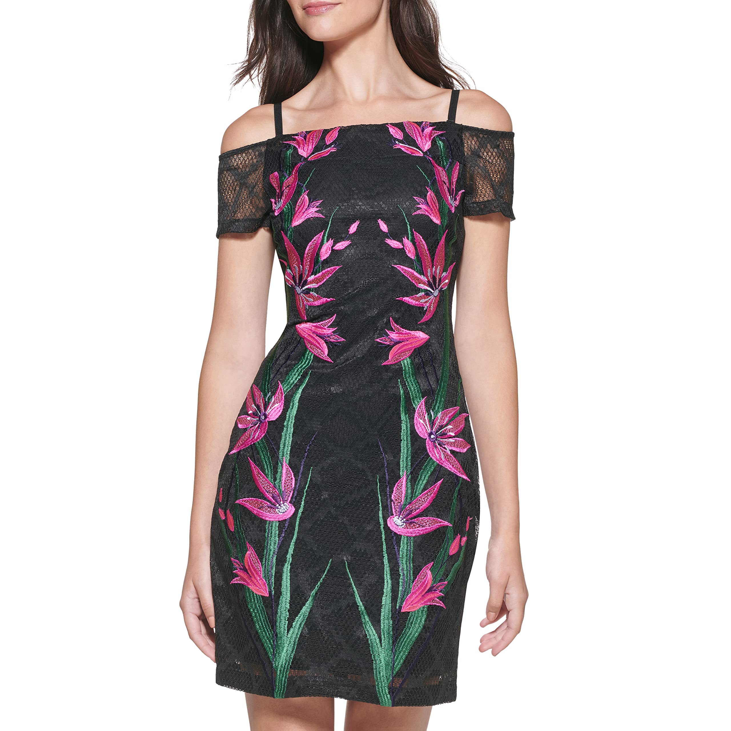 GUESS Women's Mesh Dress - Elegant Flowy Party & Cocktail Dress for Evening Events, Date Night & Special Occasions