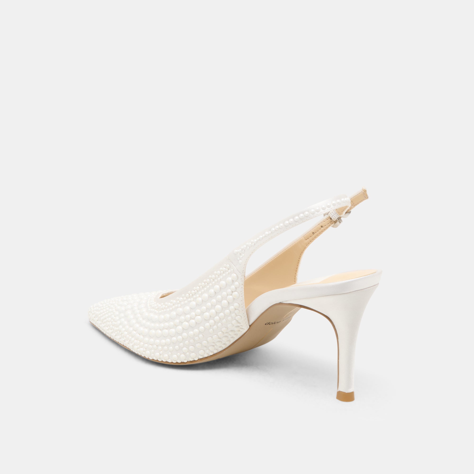 Elegant ELASI PEARL HEELS in True White Satin - Perfect for Weddings, Prom & Special Occasions