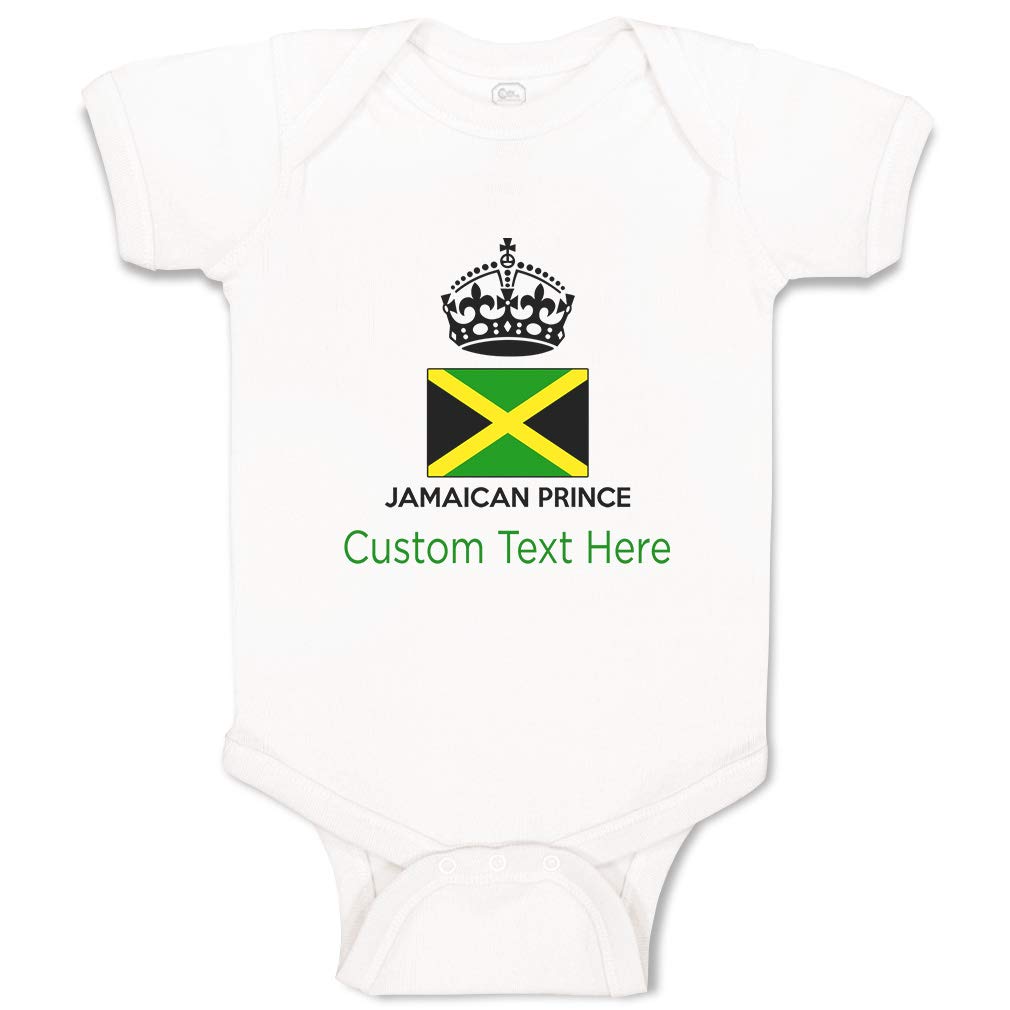 Custom Jamaican Prince & Princess Crown Baby Bodysuits - Funny Cotton Onesies for Boys & Girls - Perfect for Birthday Parties, Photoshoots & Cultural Celebrations