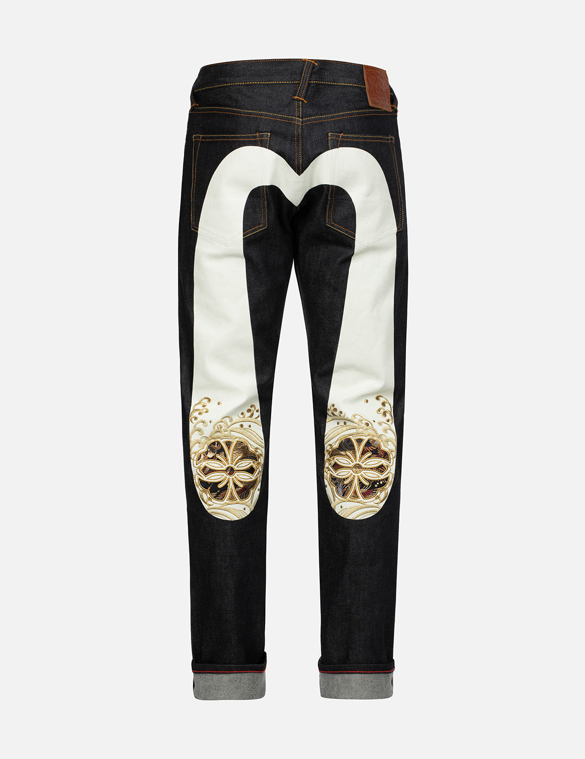 Kamon Brocade Applique Daicock Carrot Fit Jeans #2017 - Vintage High Waisted Skinny Jeans for Women, Fashionable Distressed Denim Pants for Casual Outfits and Streetwear