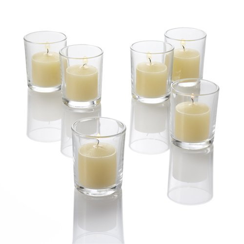 144-Pack Richland Unscented Ivory Votive Candles with 144 Clear Glass Eastland Holders - Perfect for Weddings, Parties, and Home Decor
