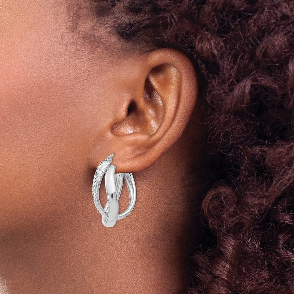 925 Sterling Silver Fancy Hoop Earrings for Women - 1.02 Inch Diameter, 0.7 Inch Width - Elegant Dangle Drop Earrings for Party, Wedding & Everyday Wear | Diamond2Deal