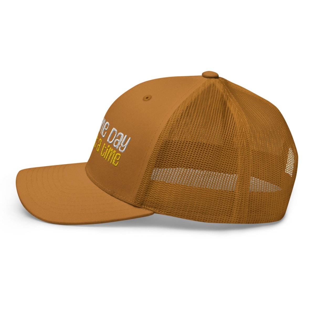 One Day at a Time Turtle Trucker Hat - Stylish Adjustable Baseball Cap with Motivational Message for Daily Resilience - Perfect for Outdoor Activities, Hiking, and Casual Wear