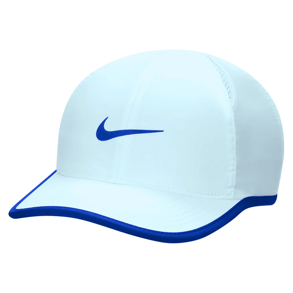 Nike Juniors' Dri-FIT Featherlight Tennis Cap - Moisture-Wicking, Breathable, UV Protection - Glacier Blue/Deep Night - Perfect for Tennis, Running, and Outdoor Sports