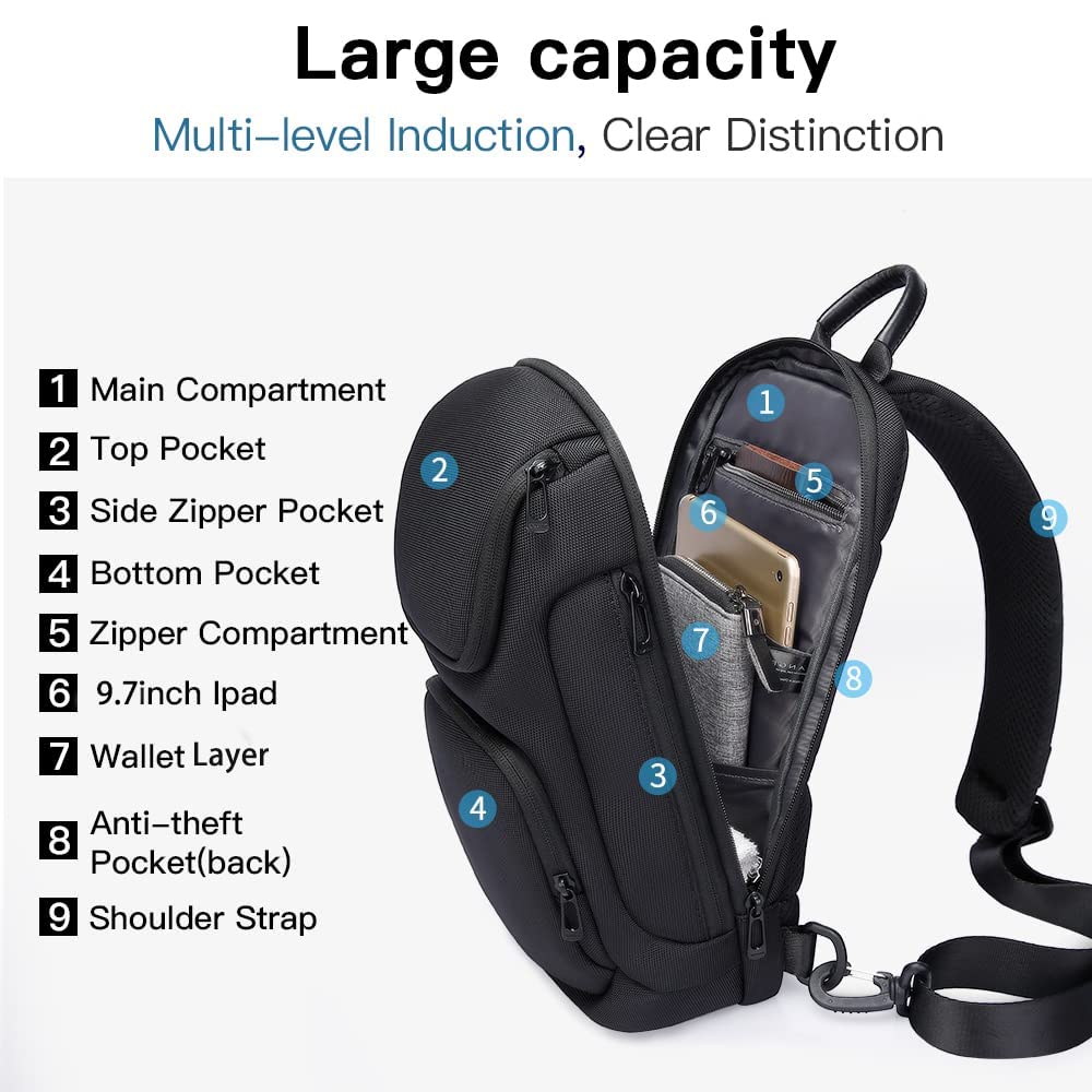 BANGE Sling Bag for Men & Women - Lightweight Crossbody Shoulder Backpack for Travel, Hiking & Daily Use | Water-Resistant & Adjustable Strap