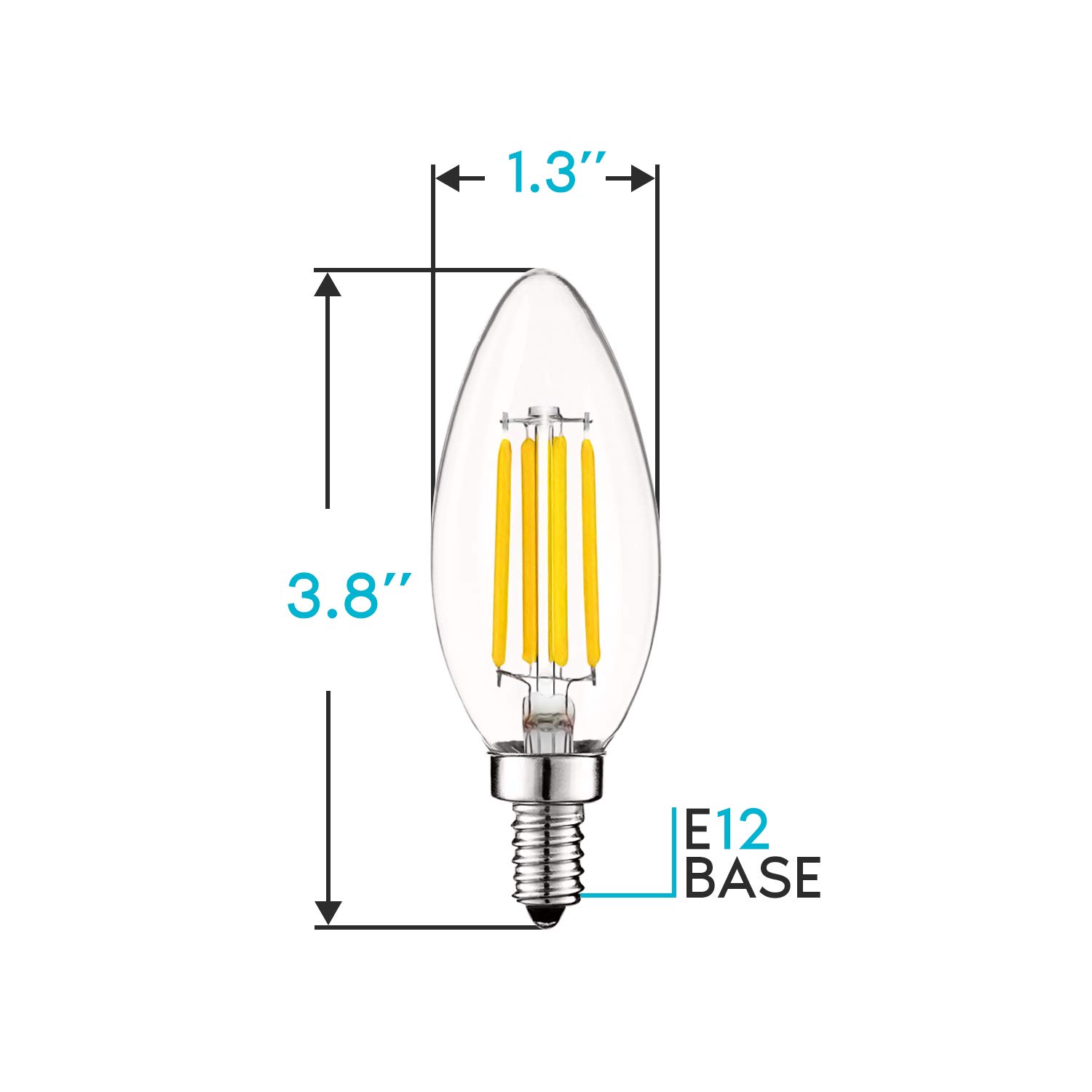 LUXRITE Vintage LED Candelabra Bulbs 60W Equivalent (5W) - 550 Lumens, 3000K Soft White, Dimmable, Clear Glass Filament - E12 Base Chandelier Light Bulbs (24 Pack) - Perfect for Dining Room Chandeliers, Wall Sconces & Vintage Style Fixtures