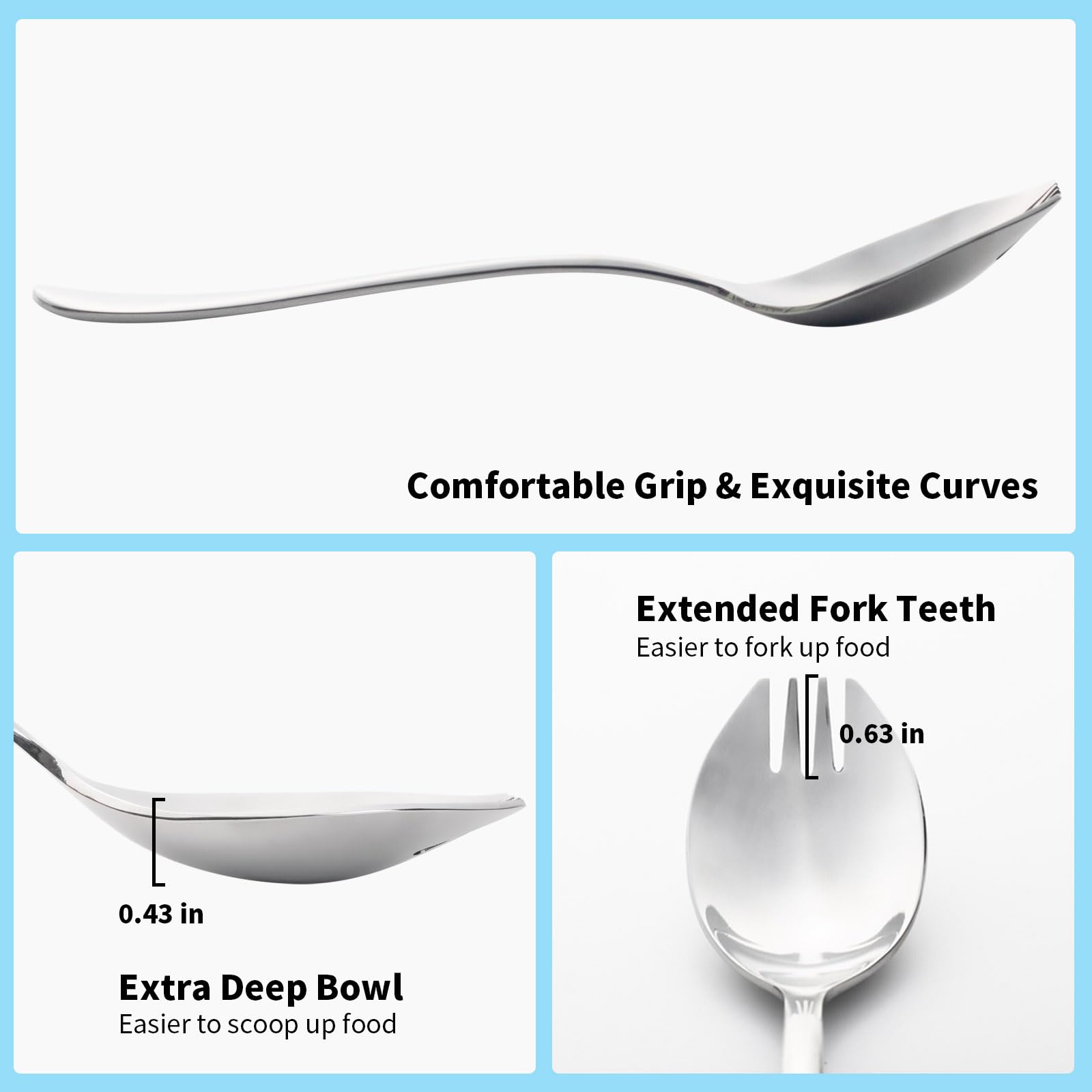8-Pack Stainless Steel Sporks - 7.4