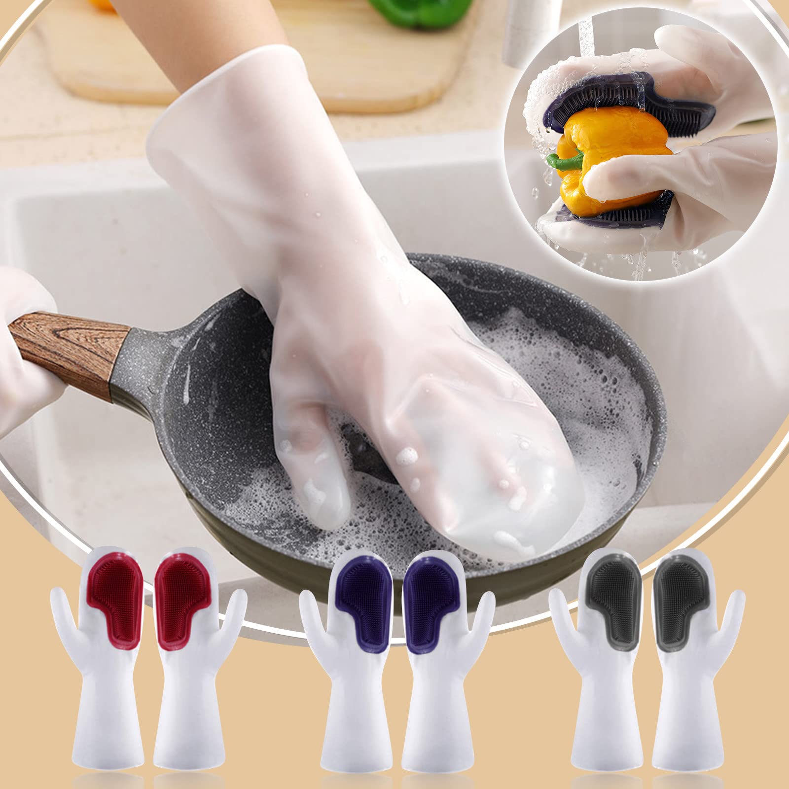 1 Pair Heavy Duty Rubber Dishwashing Gloves for Kitchen Cleaning, Household Chores, Bathroom & Housework - Durable, Waterproof, Comfortable for Washing Dishes, Scrubbing & Cleaning Tasks