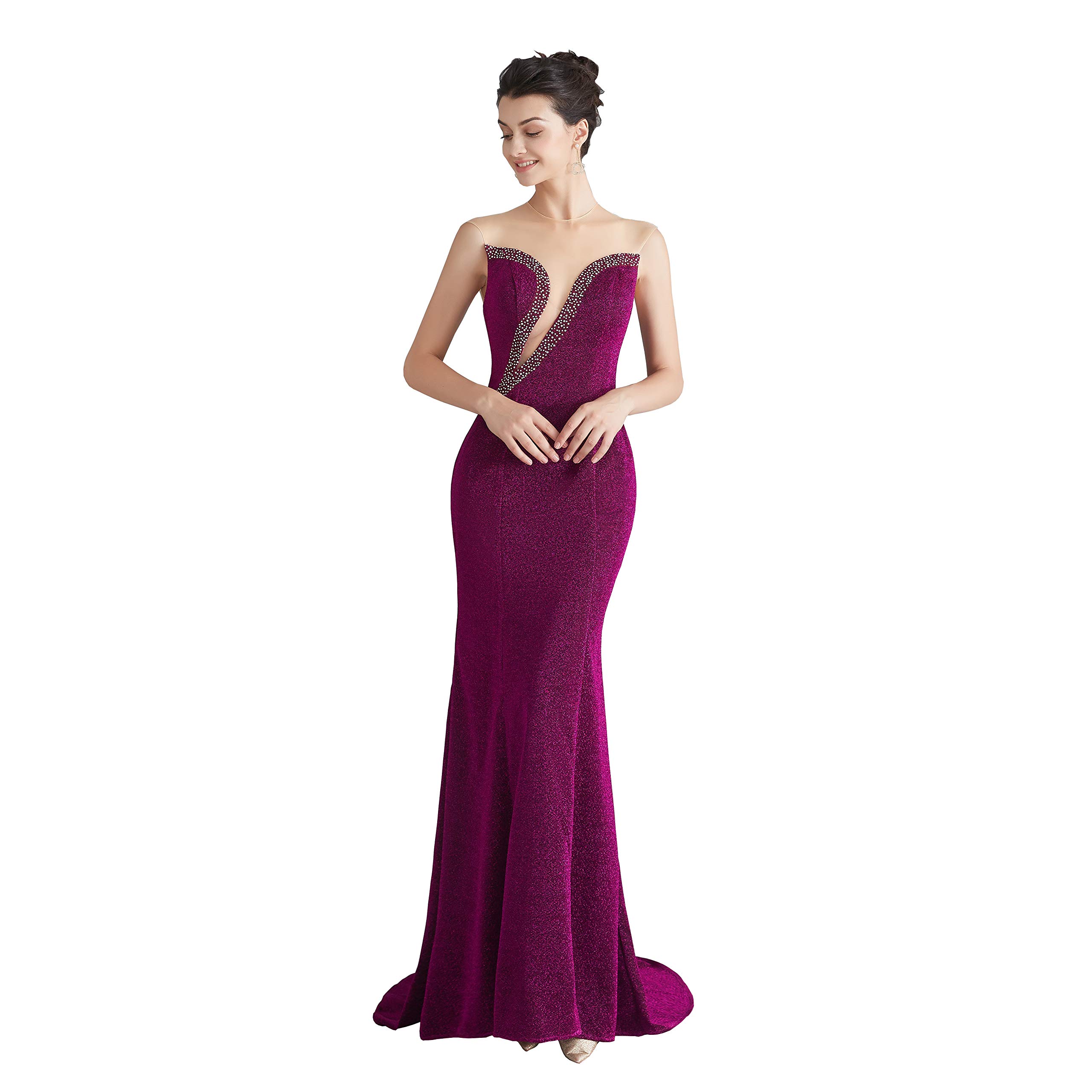 Elegant Crystal Trumpet Mermaid Evening Dress for Women - Backless Prom Gown for Celebrity Parties, Weddings & Formal Events | Perfect for Bridesmaids, Galas & Red Carpet Occasions