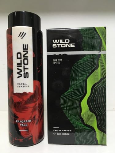 Wildd StonEE Ultra Sensual Talcum Powder 50g & Forest Spice 30ml Perfume Set for Men - 2-Pack Luxury Grooming Combo for Daily Freshness & Confidence Boost