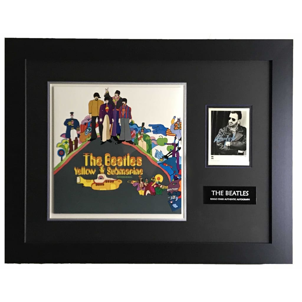 Authentic Beatles Ringo Starr Autographed Memorabilia Collage with Paul Cox LOA - Signed Photo, Collectible Music Memorabilia for Beatles Fans, Home Decor & Gift Idea