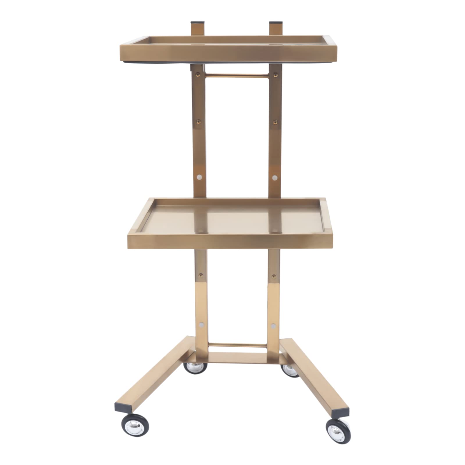 Premium 2-Tier Salon Rolling Cart - Beauty Spa Machine Holder & Storage Trolley for Salon, Studio, Clinic & Dental Office - Gold | Mobile Organizer for Hair Styling, Nail Art & Medical Equipment