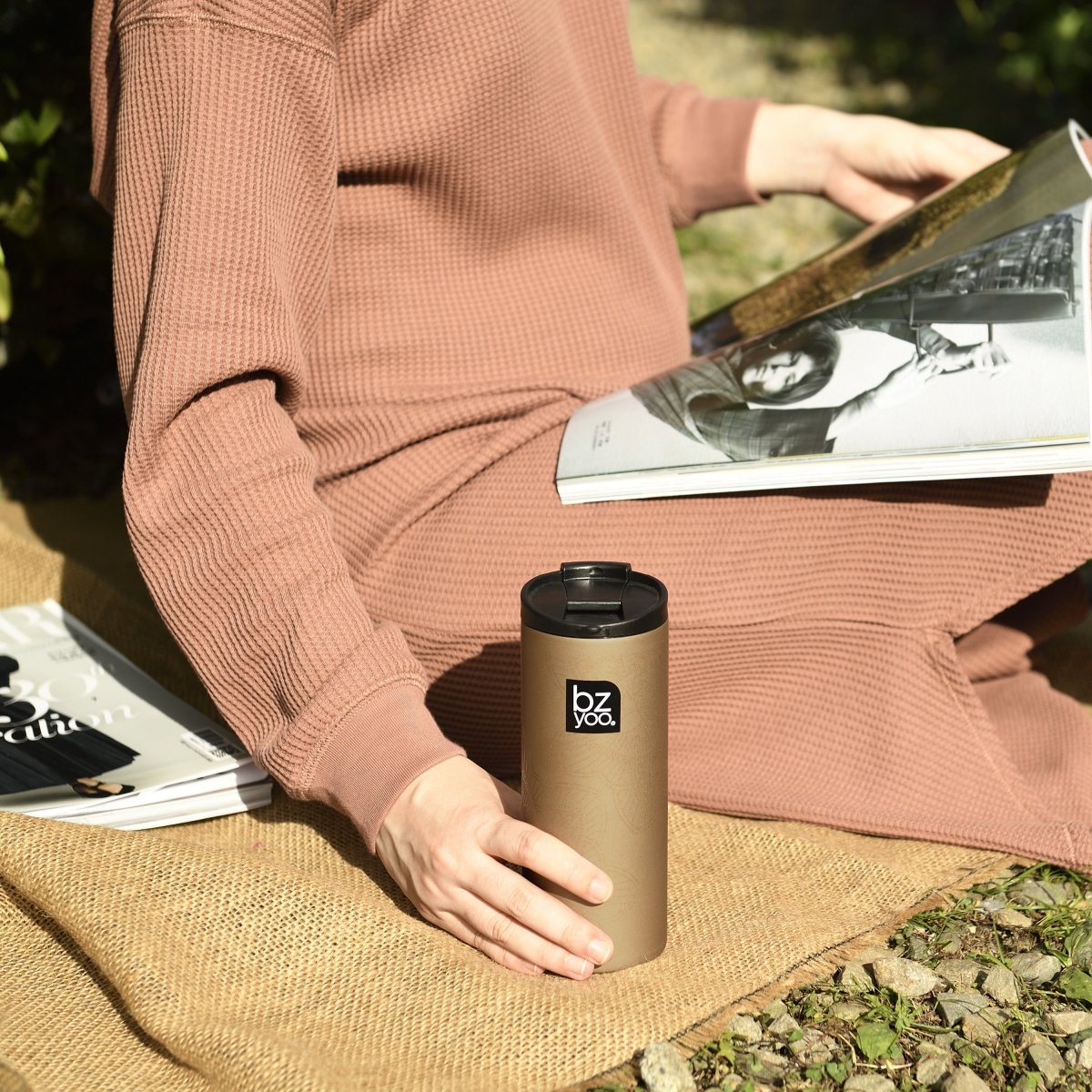 12oz Stainless Steel Vacuum Insulated Tumbler with Double Wall - Gold | Hot & Cold Drink Cup for Coffee, Tea, Smoothies | Perfect for Office, Travel, Camping & Outdoor Activities