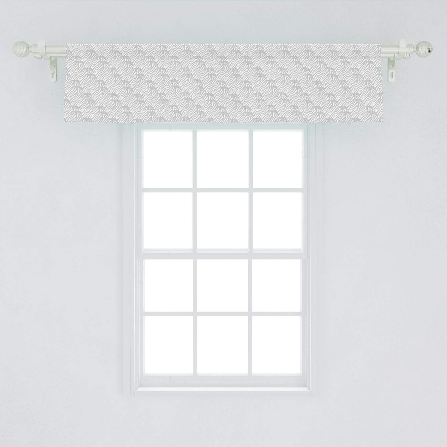 Ambesonne Neutral Window Valance - Modern Geometric Abstract Art Curtain with Rod Pocket, 54x12 Inches, White & Pale Grey - Perfect for Kitchen & Bedroom Decor | Home Office & Living Room Window Treatment