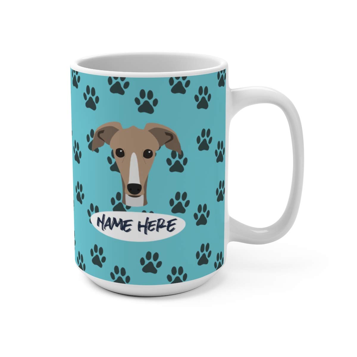 Custom 15oz Greyhound Ceramic Coffee Mug - Personalized Gift for Dog Lovers, Moms & Dads - Dishwasher & Microwave Safe - Perfect for Home, Office & Pet Lovers