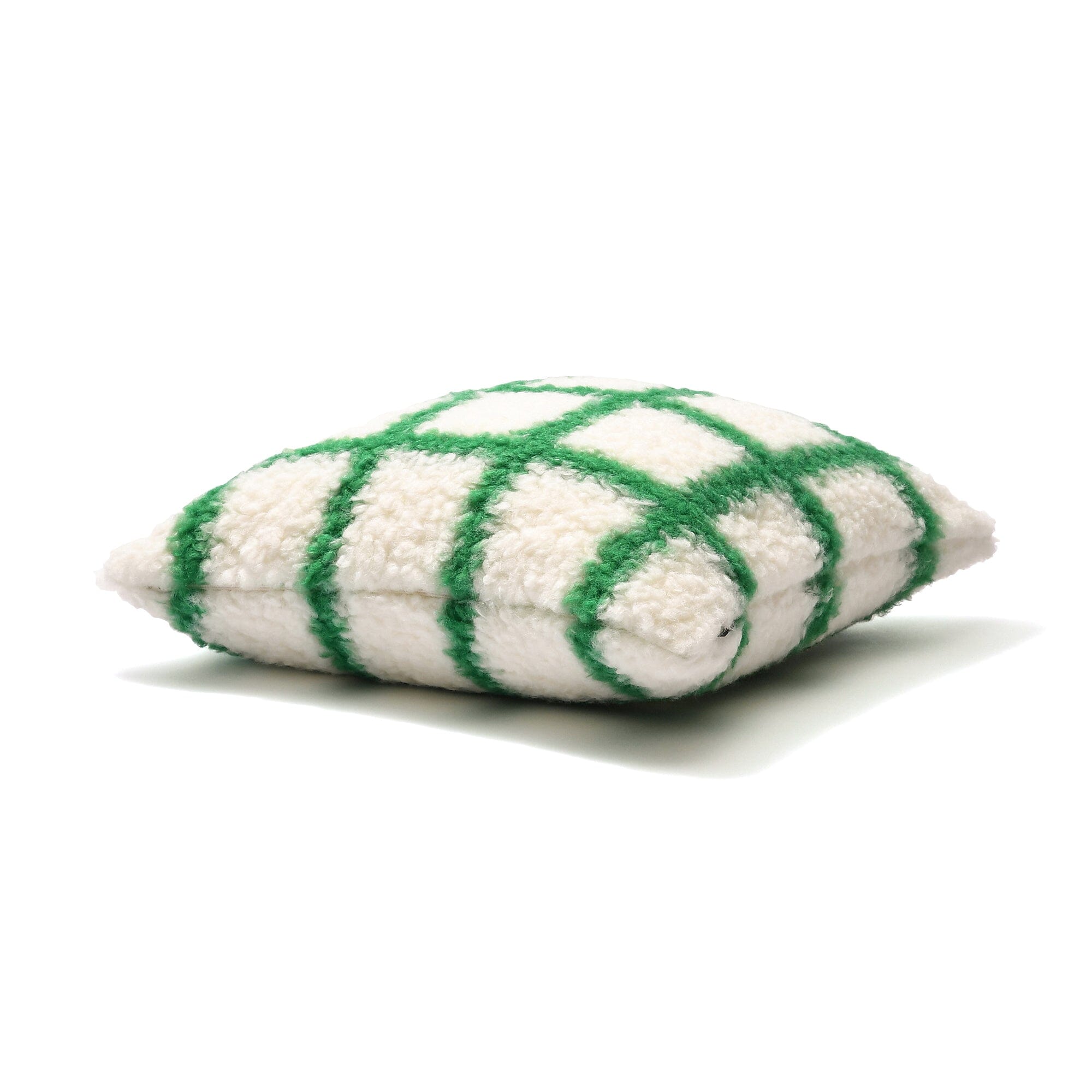 Checkered Boa Cushion Cover 18x18 Inches White and Green - Perfect for Sofa, Bed, and Home Decor