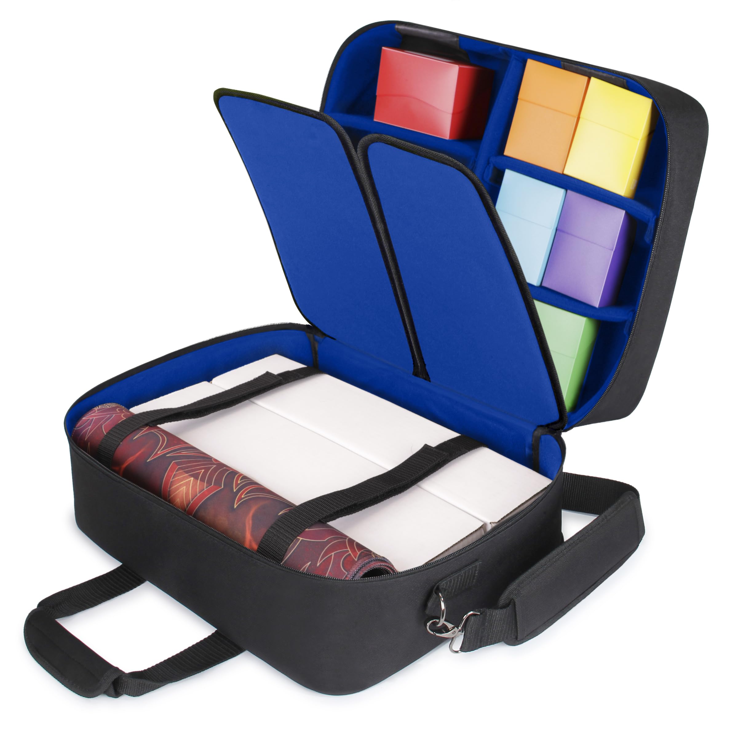 Premium XL Magic The Gathering MTG Deck Box Travel Case - Large Waterproof Card Storage Bag with Adjustable Shoulder Strap & Custom Dividers - Holds 1000+ Sleeved Cards & Deck Boxes (Blue) - Perfect for MTG Tournaments, Travel & Card Collection Storage