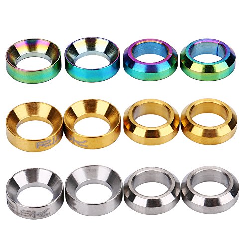 Dilwe 2 Pairs TC4 Titanium Headset Spacer & Front Brake Caliper Gasket Kit for Mountain Bike and Motorcycle - Durable Replacement Part for Smooth Braking Performance (Ideal for Off-Road Cycling and Motorcycle Maintenance)