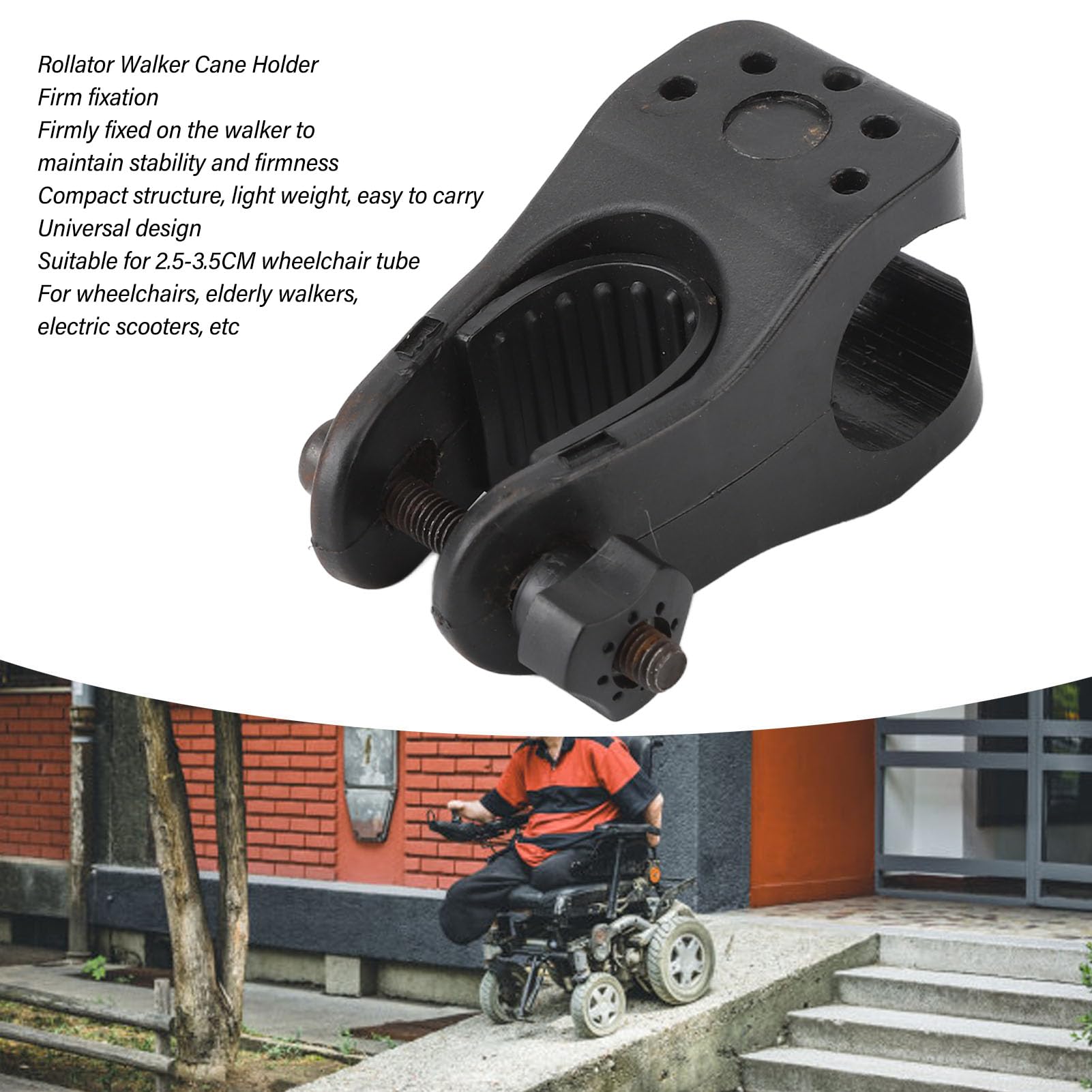 Heavy Duty Universal Cane Holder for Wheelchairs and Walkers - Durable Walking Cane Accessory for Seniors & Disabled - Perfect for Mobility Assistance at Home, Outdoors or Travel