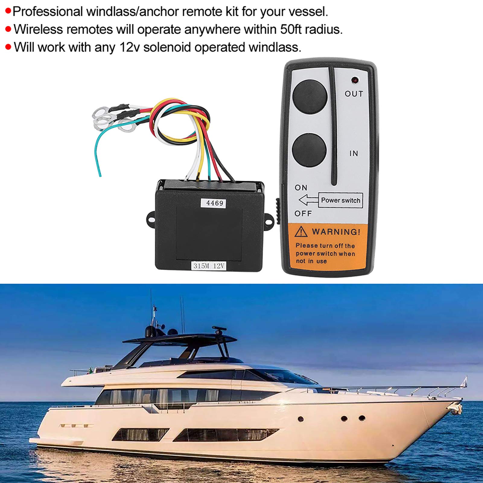 ABS Marine Boat Anchor Remote Controller Switch - Waterproof Trim Control for Boats, Yachts & Watercraft - Perfect for Docking, Anchoring & Navigation