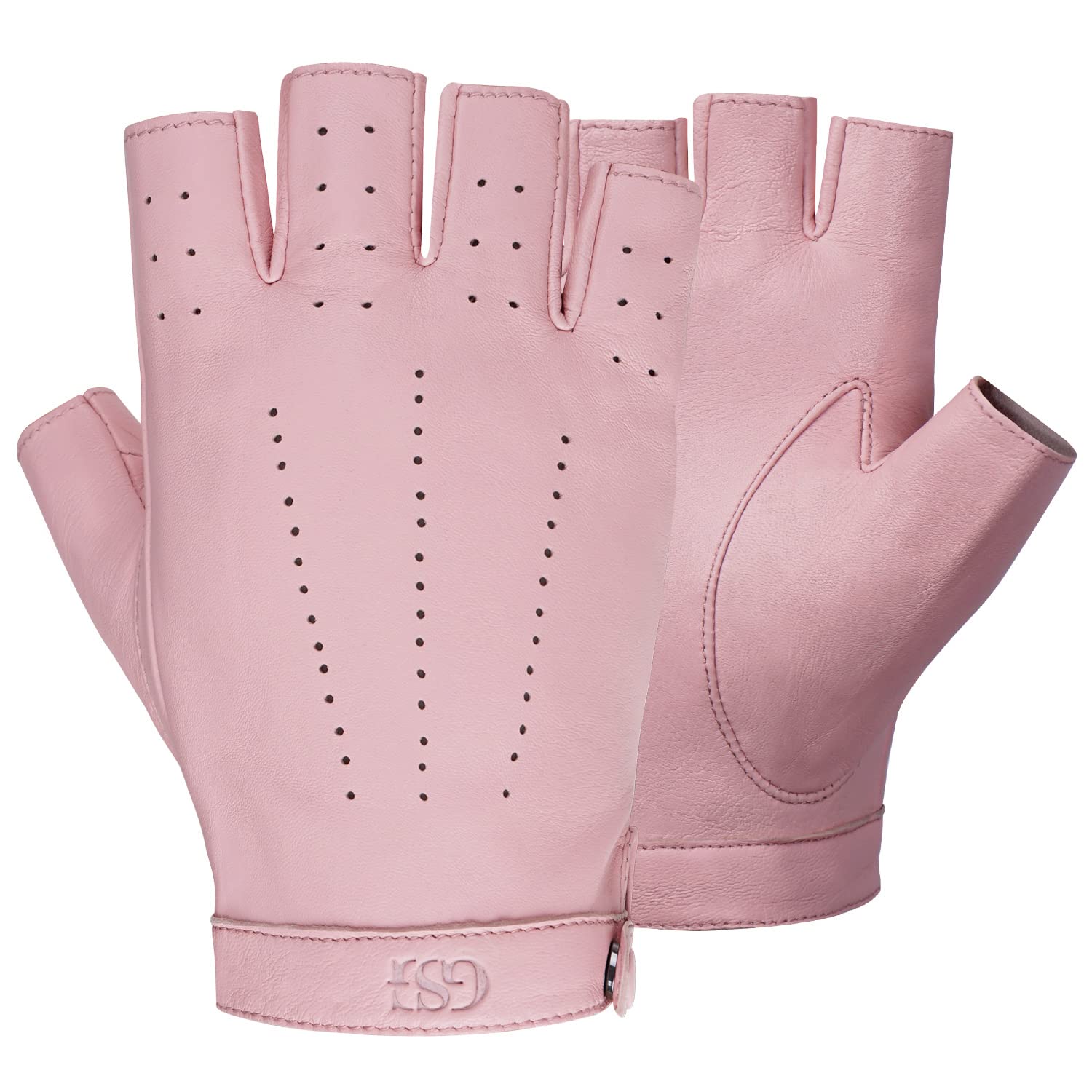 GSG Women's Fingerless Leather Gloves for Driving & Motorcycle Riding - Breathable Half Finger Biker Gloves - Perfect for Cycling, Motorcycling, and Outdoor Activities