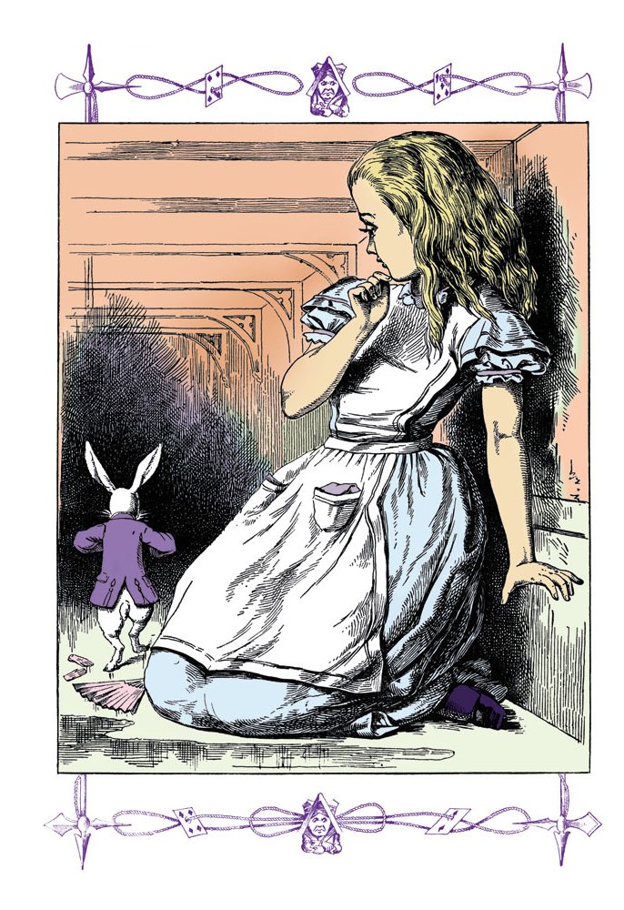 Alice in Wonderland: Alice Watches The White Rabbit 24x36 Inch Gallery Wrapped Canvas Wall Art Decor - Perfect for Living Room, Bedroom & Office