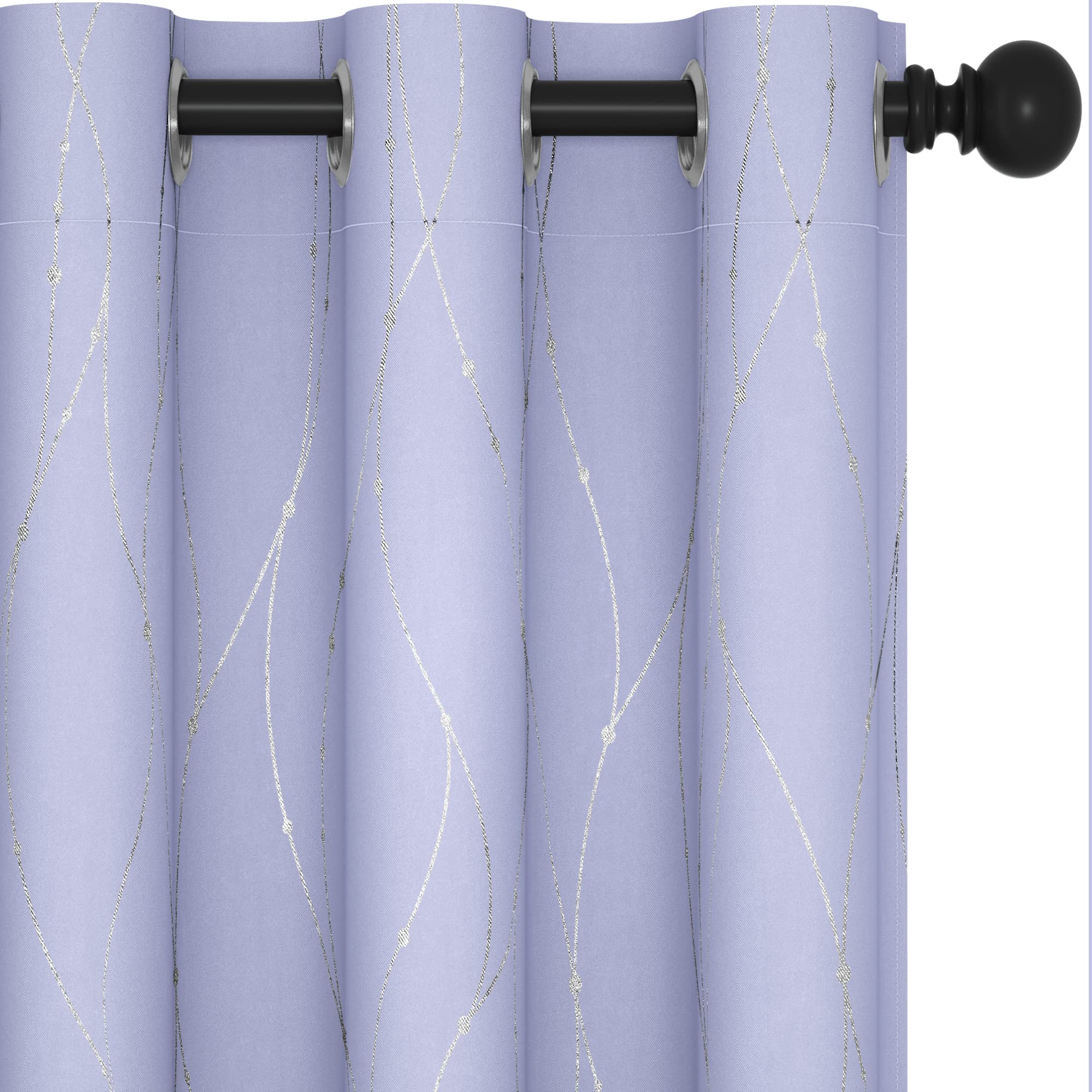 Deconovo Thermal Insulated Blackout Curtains for Kitchen & Dining Room - 38 x 45 Inch, Light Purple Dots Pattern, Set of 2 - Perfect for Light Blocking, Privacy & Energy Efficiency