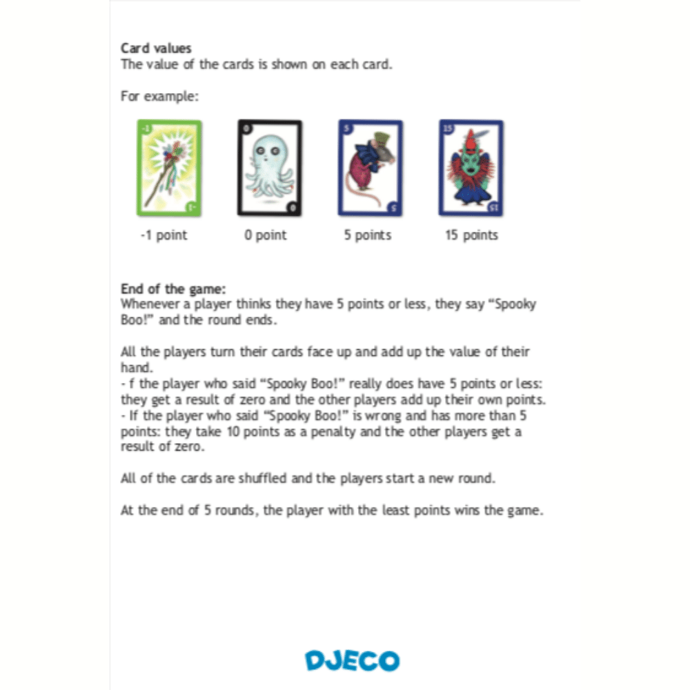 Spooky Boo! Strategy Card Game for Kids by Djeco - Fun Halloween Party & Family Game Night Activity
