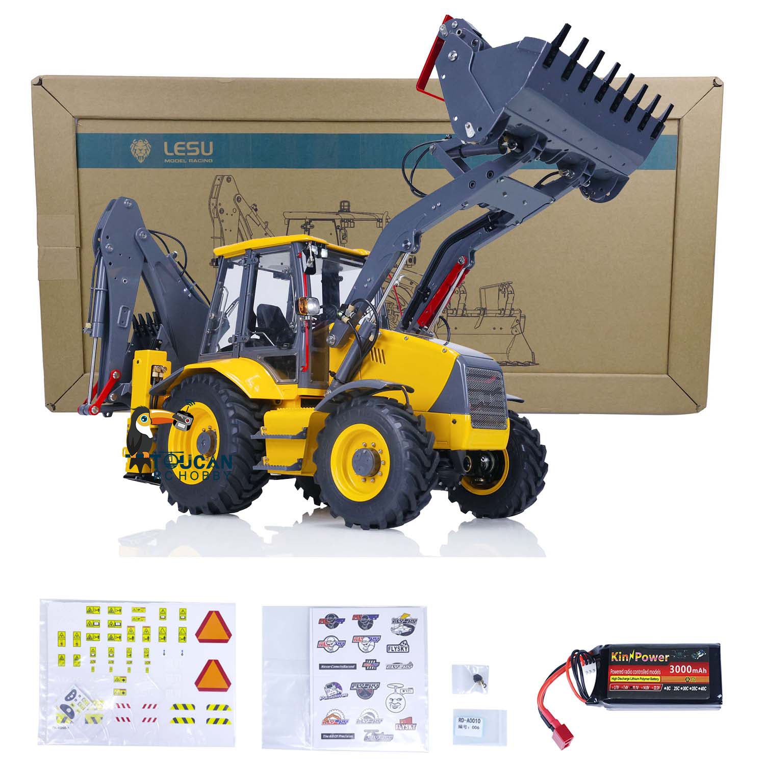 1/14 LESU RC Backhoe BL71 Loader - Painted Metal Hydraulic 2-in-1 Electric Excavator Toy with Light & Sound System, Receiver, Motor, Servo & ESC - Perfect for Construction Play, Outdoor Adventures & RC Hobby Enthusiasts