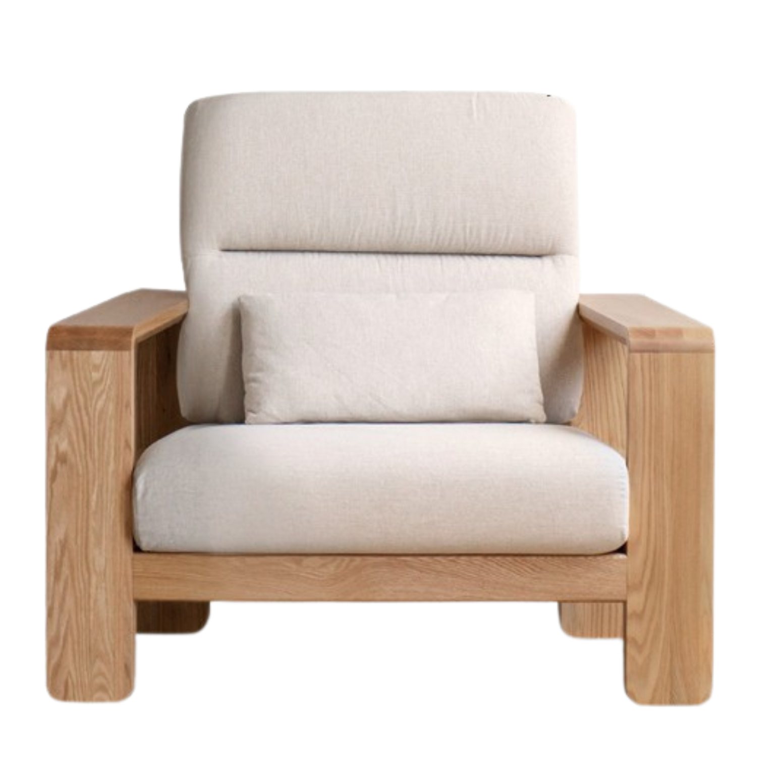 40.5x35.8x38.1 inch / 103x91x97 cm / Natural Wood Color / single seat imitation cotton