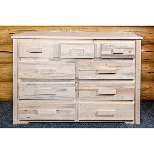 Montana Woodworks 9-Drawer Unfinished Dresser - Homestead Collection - Perfect for Bedroom, Living Room & Home Office Storage