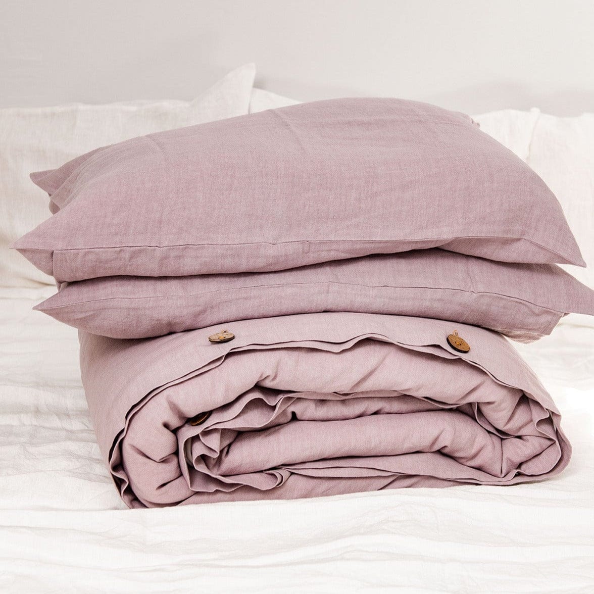 Luxury 100% Linen Bedding Set - Dusty Rose Pink Duvet Cover & Pillowcases | Breathable & Soft Bed Sheets for All Seasons | Perfect for Master Bedroom, Guest Room & Airbnb