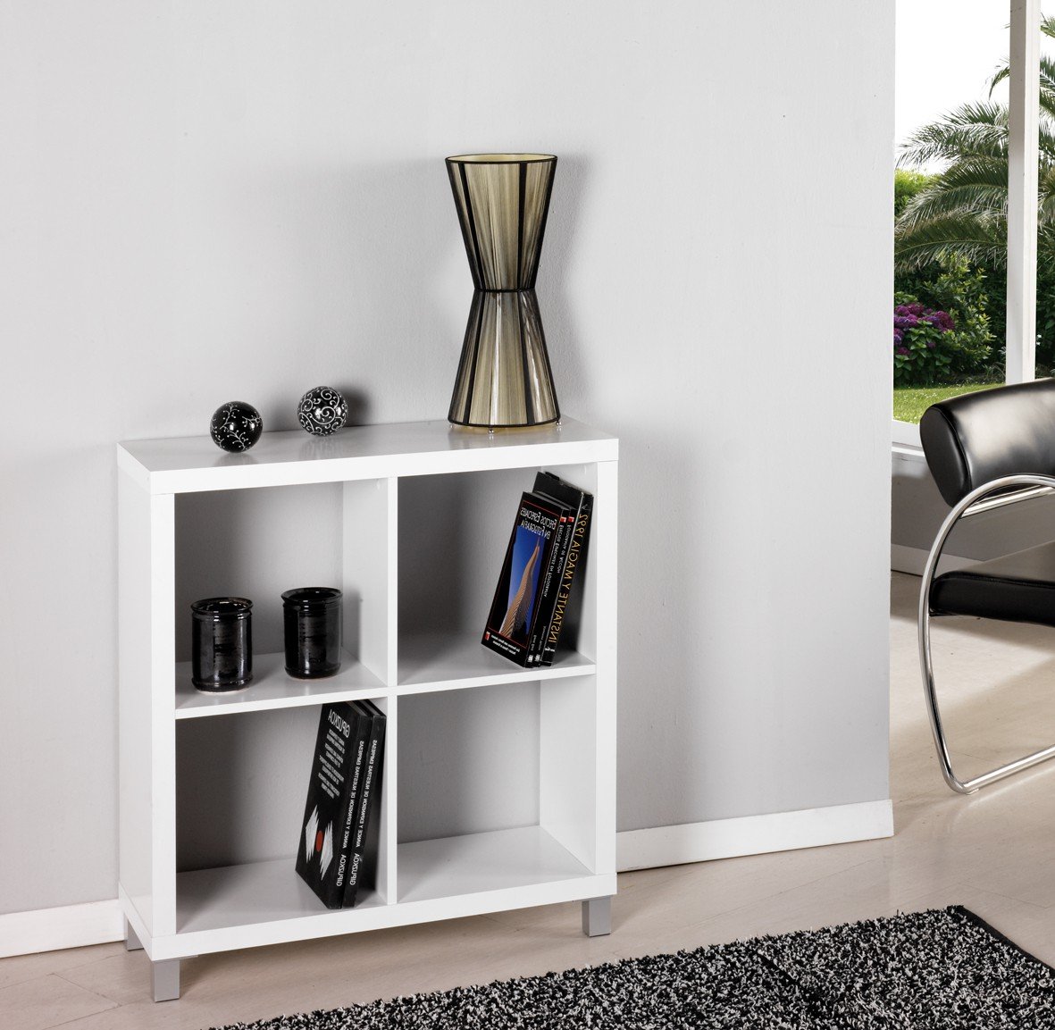4-Shelf White Bookcase - Sturdy Wooden Bookshelf for Home, Office & Study Room Organization