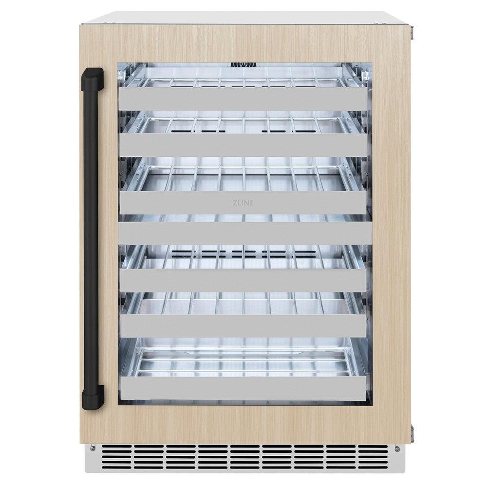 ZLINE Autograph Edition 24 Inch Touchstone Dual Zone 44 Bottle Wine Cooler with Panel Ready Glass Door - Matte Black Handle (RWDPOZ 24 MB) - Perfect for Home Bars, Wine Cellars, and Entertaining Spaces