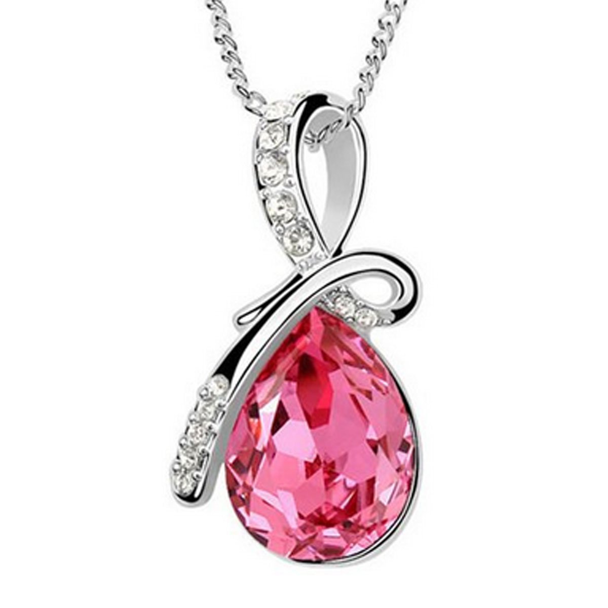 Wrapables True Love Crystal Teardrop Pendant Necklace - Rose Red Elegant Jewelry for Women | Perfect Gift for Valentine's Day, Anniversary & Romantic Occasions