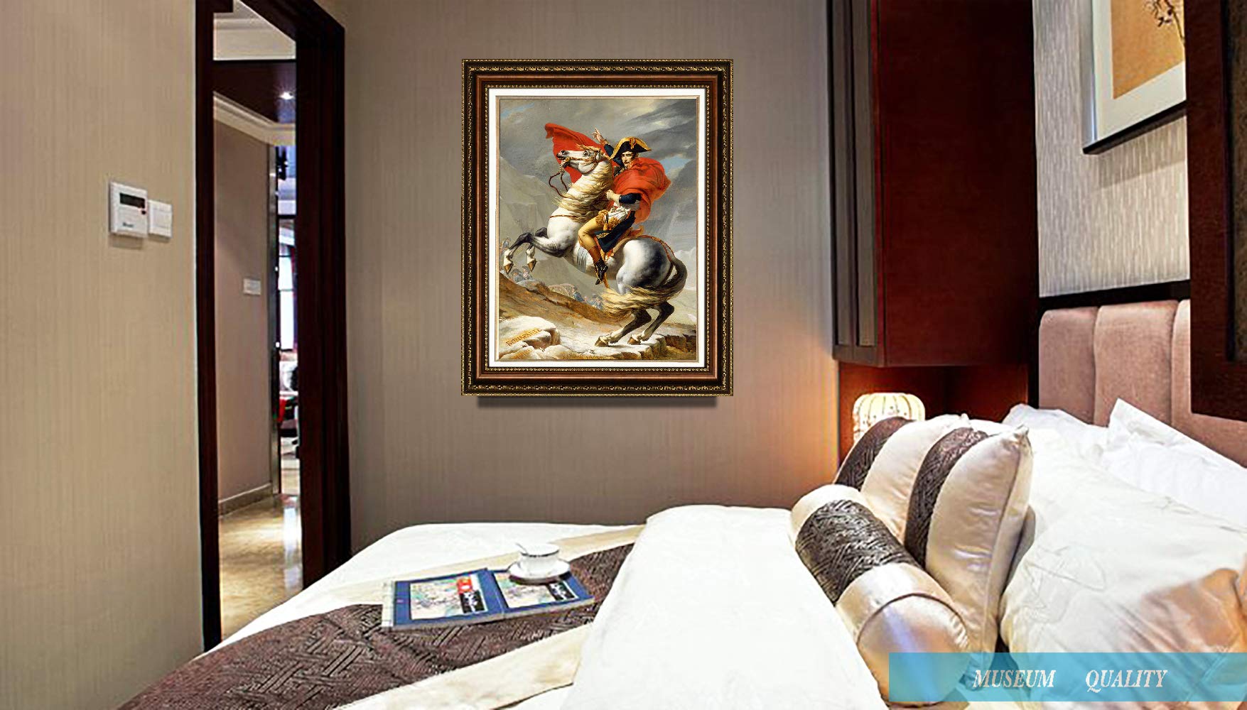 ELITEART Napoleon Crossing the Alps by Jacques-Louis David - Premium Giclee Oil Painting Reproduction on Canvas - Framed Wall Art 22x26 Inches - Perfect for Living Room, Office & Home Decor