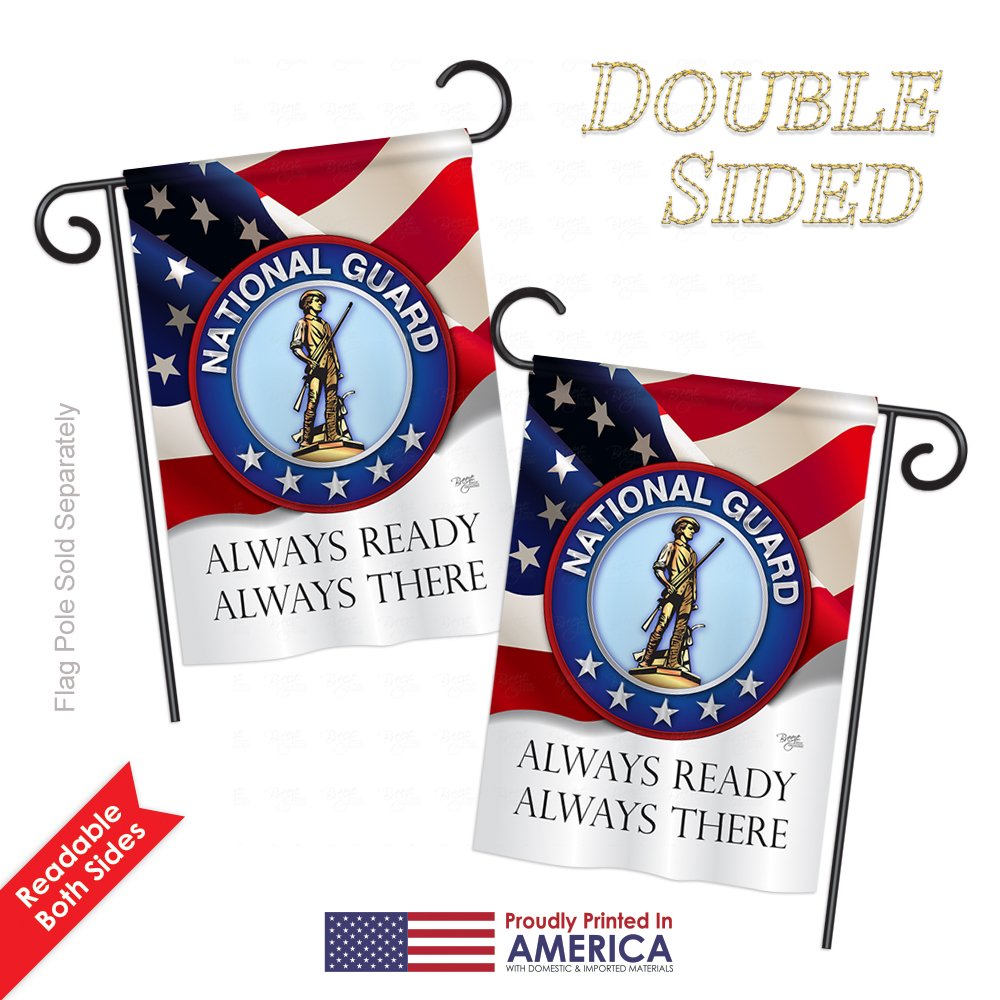 American Military Garden Flags Kit - Double-Sided National Guard & ANG Armed Forces House Banner (28x40 Inch) Made in USA - Perfect for Veterans, Retirees & Patriotic Yard Decor