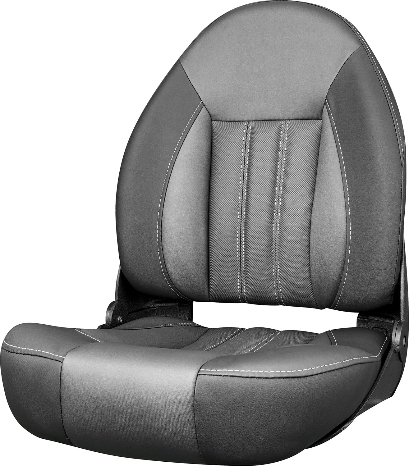 Tempress ProBax Orthopedic Folding High Back Boat Seat - Ergonomic Support for Back Pain Relief - Waterproof & Durable (Black/Charcoal/Carbon) - Perfect for Fishing, Boating & Marine Activities
