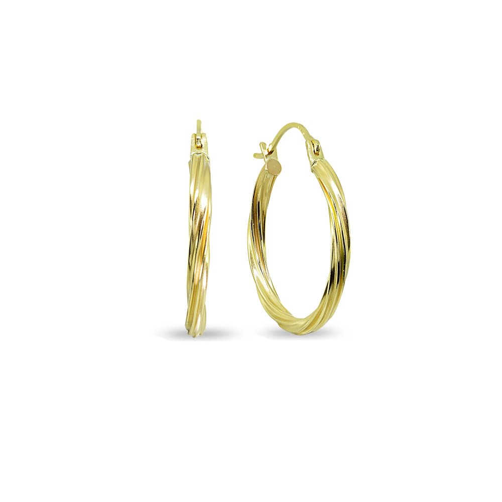 14K Gold 2mm High Polished Twist Lightweight Click-Top Hoop Earrings for Women - Elegant Everyday Jewelry for Work, Date Night & Special Occasions
