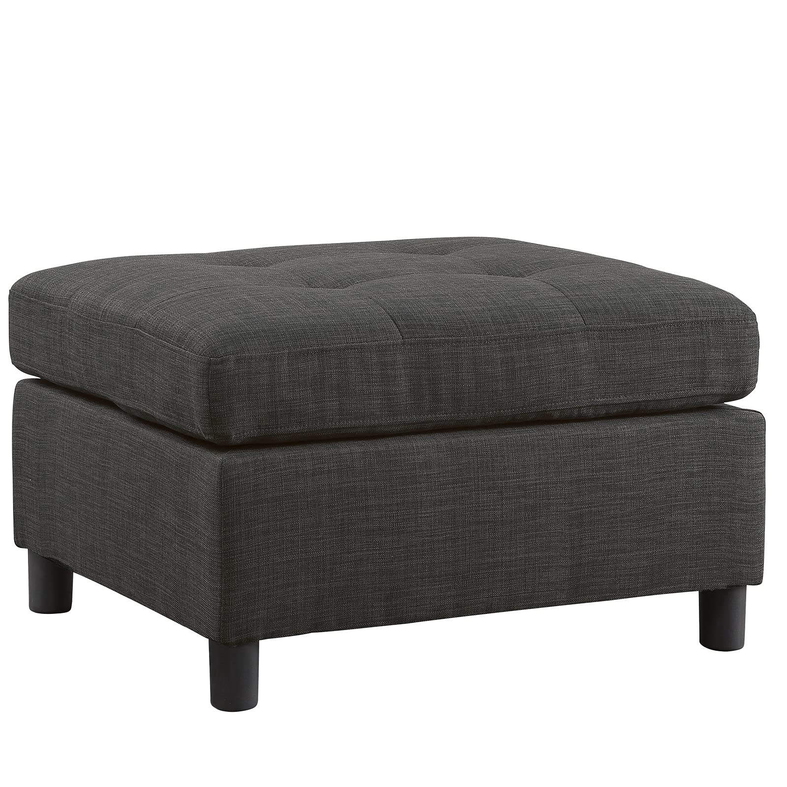 Sunflower Fabric Ottoman Footrest Stool - Dark Grey Modular Living Room Furniture for Sectional Sofa Sets | Perfect for Lounging, Extra Seating & Home Decor